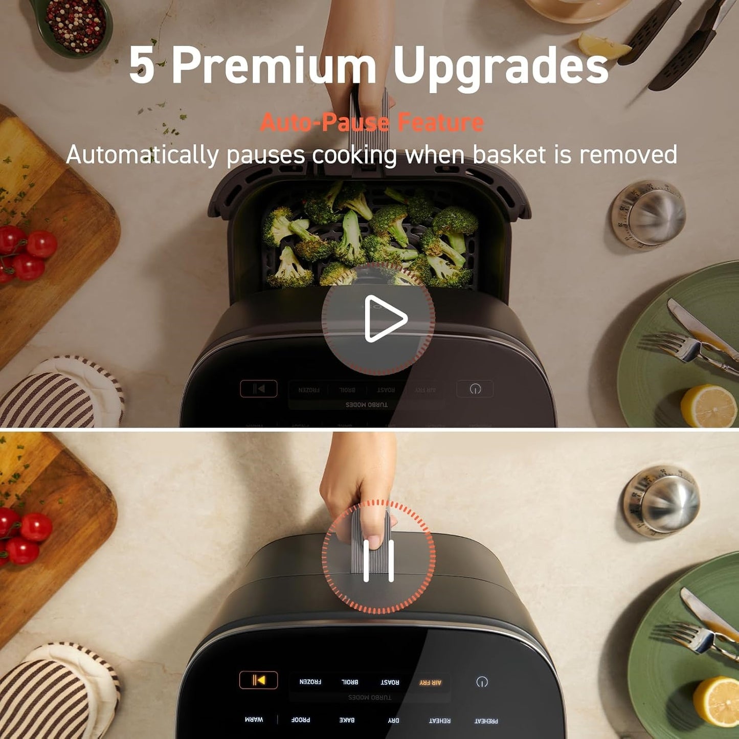 🥘Air Fryer 9-in-1, Compact & Large 6-Qt, Fast Turbo Modes